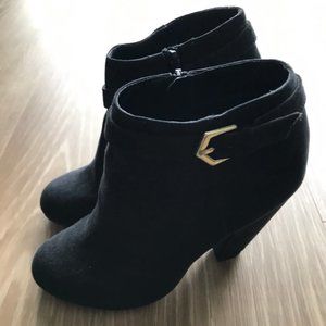 Black Suede Heeled Booties